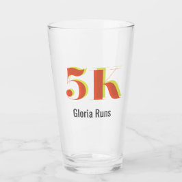 5k Race Running Celebration Bold Yellow Red Text Glas