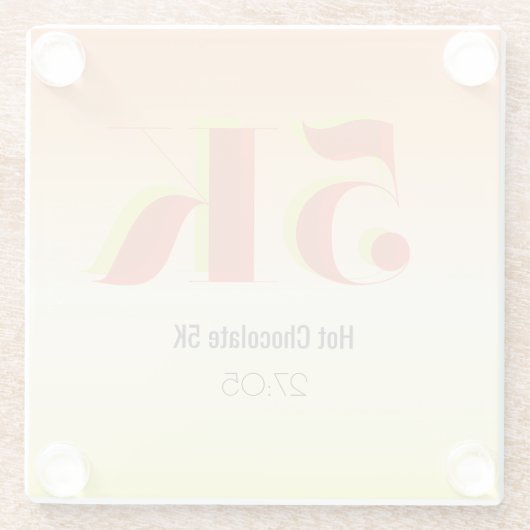 5k Race Running Celebration Bold Yellow Red Text Glasuntersetzer (Rückseite)