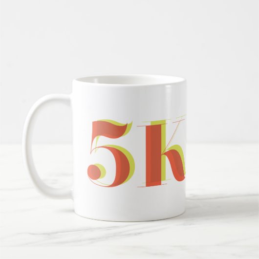 5k Race Running Celebration Bold Yellow Red Text Kaffeetasse (Links)