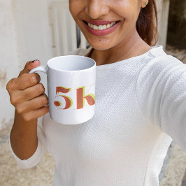 5k Race Running Celebration Bold Yellow Red Text Kaffeetasse