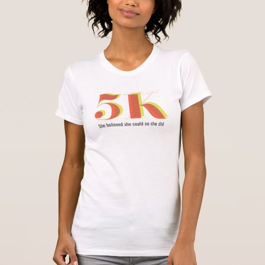5k Race Running Celebration Bold Yellow Red Text T-Shirt (Vorderseite)