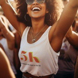 5k Race Running Celebration Bold Yellow Red Text Tank Top