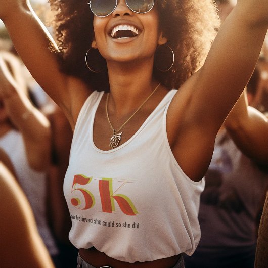 5k Race Running Celebration Bold Yellow Red Text Tank Top