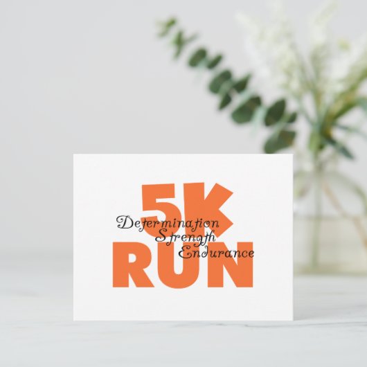 5K Run Orange Postkarte (Stehend Vorderseite)