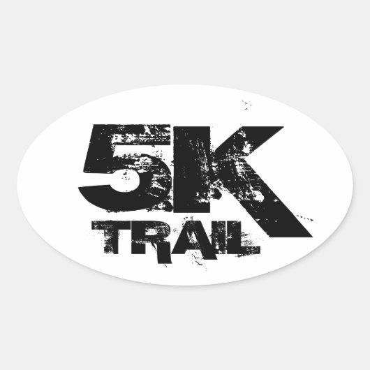 5K Trail läuft Oval Decal Schwarz auf Weiß Ovaler Aufkleber (Vorderseite)