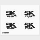 5K Trail läuft Oval Decal Schwarz auf Weiß Ovaler Aufkleber (Blatt)