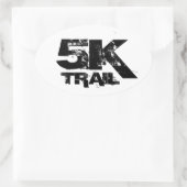 5K Trail läuft Oval Decal Schwarz auf Weiß Ovaler Aufkleber (Tasche)