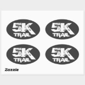 5K Trail läuft Oval Decal White auf schwarz Ovaler Aufkleber (Blatt)