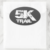 5K Trail läuft Oval Decal White auf schwarz Ovaler Aufkleber (Tasche)