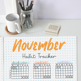 5mm Dot Grid Journal Habit Tracker Month Calendar Gummistempel
