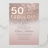 5o & Fabulous Birthday Rose Gold Calligraphie Folieneinladung (Vorderseite)