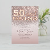 5o & Fabulous Birthday Rose Gold Calligraphie Folieneinladung (Stehend vorne)