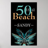 5O IST DER STRAND Fünfzigste moderne schwarze Gebu Poster (Vorne)