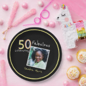 5O und fabelhafte schwarz-gelbe Regenbogen-Chic Ge Pappteller (Party)