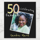 5O und fabelhafte schwarz-gelbe Regenbogen-Chic Ge Weinetikett (Einzelnes Label)