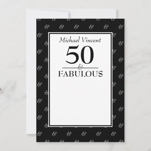 5O und fabelhafte Schwarz und Weiß moderne Geburts Einladung (Rückseite)