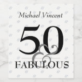 5O und fabelhafte Schwarz und Weiß moderne Geburts Weinetikett (Einzelnes Label)