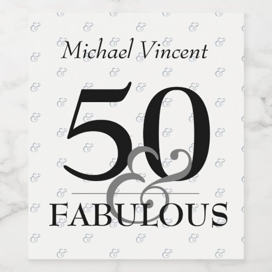 5O und fabelhafte Schwarz und Weiß moderne Geburts Weinetikett (Einzelnes Label)