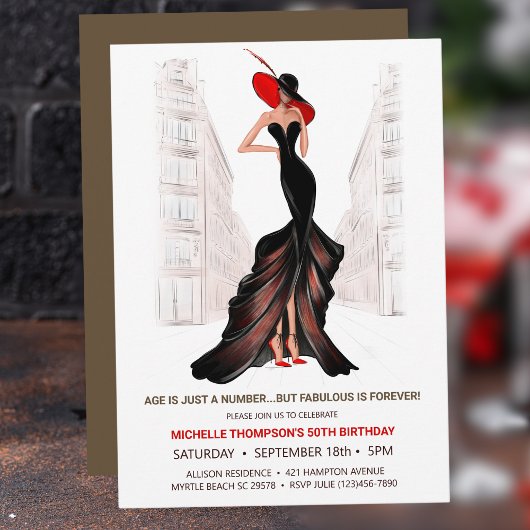 5O UND FABULOUS ELEGANTE CHIC-FRAUEN Geburtstag Einladung