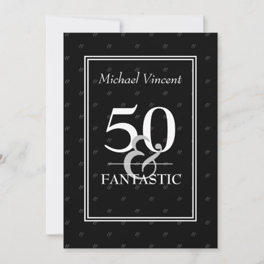 5O und Fantastisch schwarz und weiß für ihn Geburt Einladung (Vorderseite)