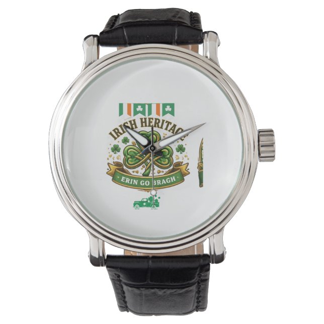5Shamrock Glück-Feier-Logo-Design Armbanduhr (Vorderseite)