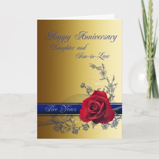 5th Anniversary card for Daughter & son-in-law Karte (Vorderseite)