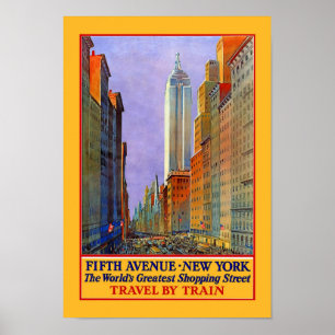 5th Avenue New York Vintage Travel Poster