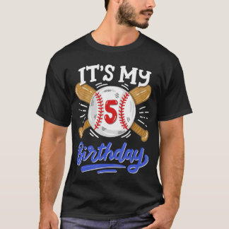 5th Baseball Birthday Party Boys Sport Fan 5 Years T-Shirt