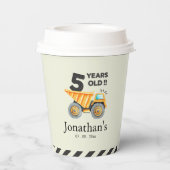 5th birthday boy construction theme pappbecher (Rückseite)