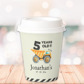 5th birthday boy construction theme pappbecher