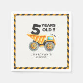 5th birthday boy construction theme serviette (Vorderseite)