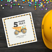 5th birthday boy construction theme serviette