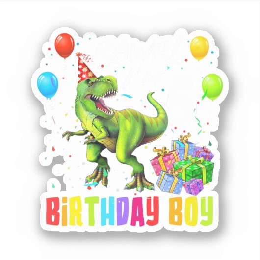 5Th Birthday Boy Dinosaur T Rex Aufkleber (Vorderseite)