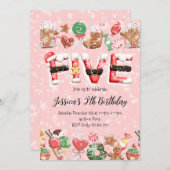 5th Birthday Christmas Party Invitation Einladung (Vorne/Hinten)