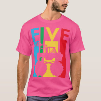 5th Birthday Gift Five Colorful Monster Truck 5 Ye T-Shirt