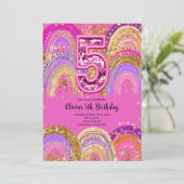 5th Birthday Girls Invitation Einladung (Stehend Vorderseite)