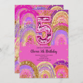 5th Birthday Girls Invitation Einladung (Vorne/Hinten)