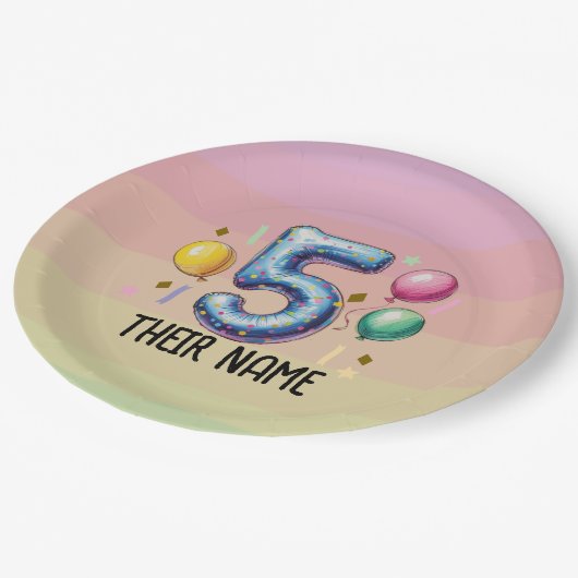 5th birthday party no theme pappteller (Schrägansicht)