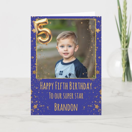 5th Birthday Photo Card Karte (Vorderseite)