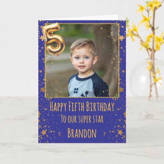 5th Birthday Photo Card Karte (Gelbe Blume)
