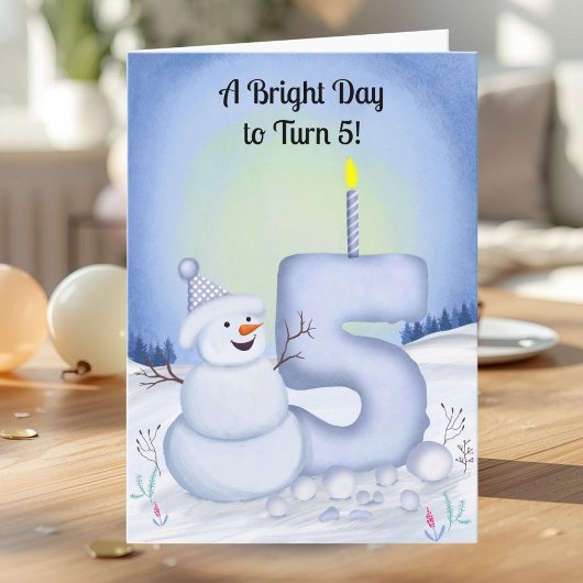 5th Birthday Snowman Snowy Five Karte