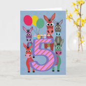 5th Birthday with Five Donkeys and Cupcakes Karte (Gelbe Blume)