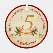 5th Day of Christmas Five Golden Rings Ornament Aus Metall (Vorderseite)