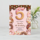 5th Donut Birthday Girls Invitation Einladung (Stehend Vorderseite)