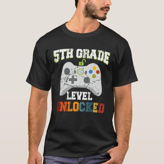 5TH Fifth Grade Unlocked Level Up Game Back To Sch T-Shirt (Vorderseite)