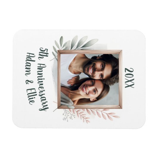 5th Frame Wedding Anniversary Foto Keepake Magnet (Horizontal)