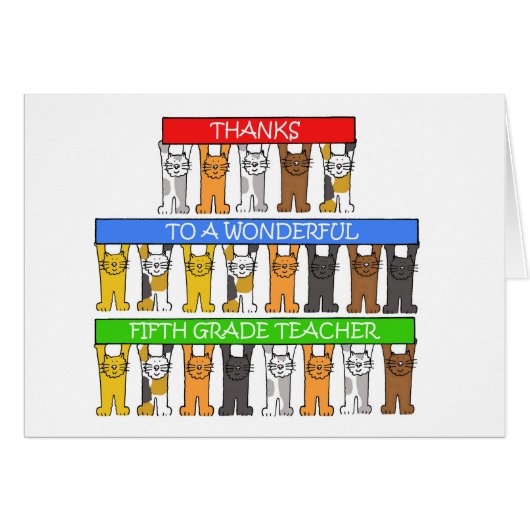 5th Grad Teacher Thanks Cartoon Cats (Vorderseite (Horizontal))