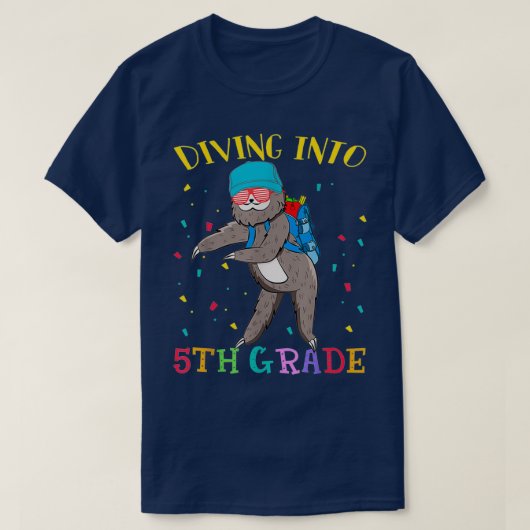5th Grade Flossen Sloth Tauchen in Funny Ts Gesche T-Shirt (Design vorne)