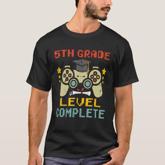 5th Grade Level Complete Gamer First Grade Graduat T-Shirt (Vorderseite)