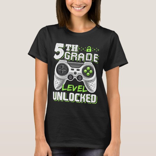 5th Grade Level Unlock Video Game Byck to School T-Shirt (Vorderseite)